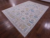 Grey Turkish Oushak Hand Knotted Wool Rug - 9' 0" X 12' 4" - Golden Nile