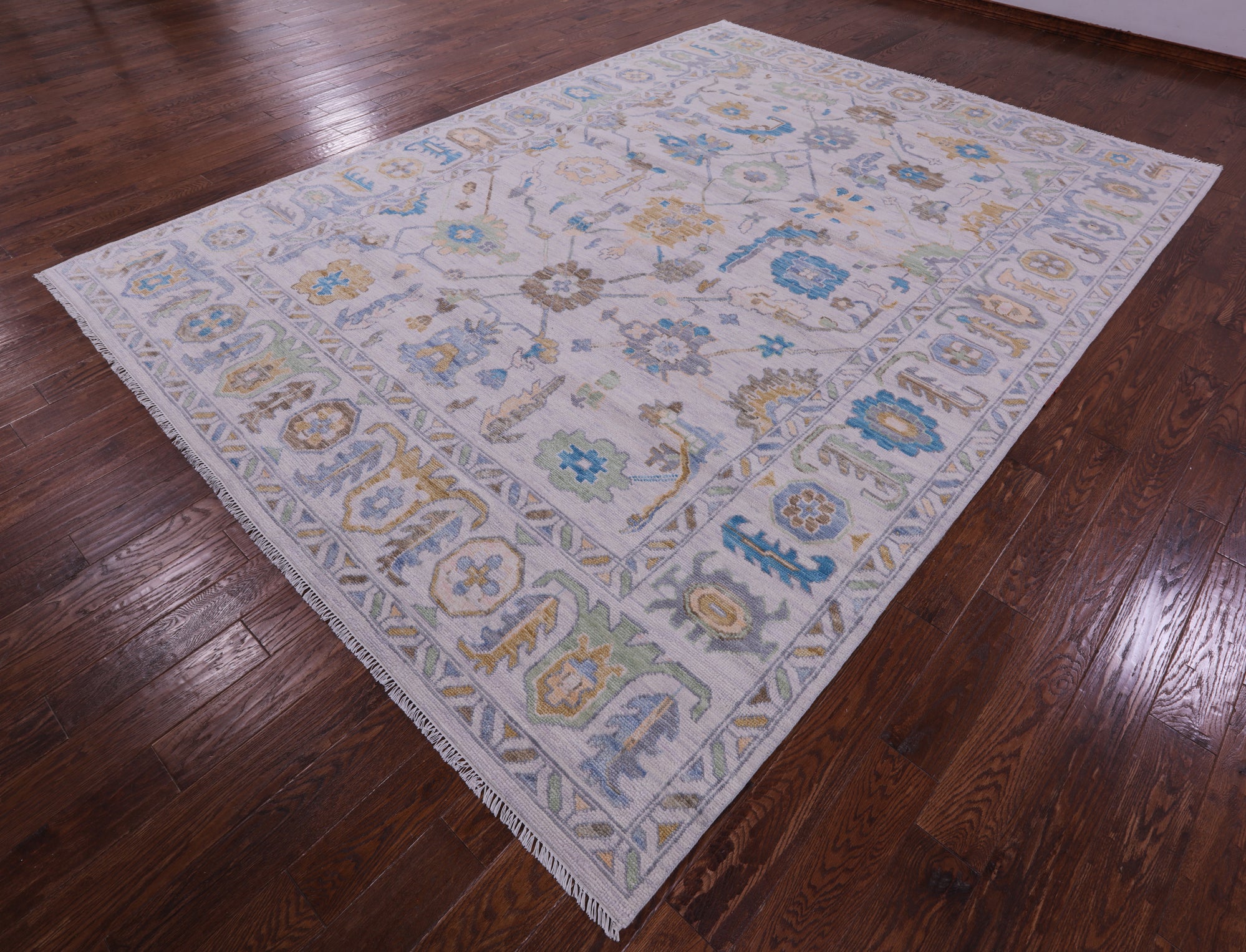 Grey Turkish Oushak Hand Knotted Wool Rug - 9' 0" X 12' 4" - Golden Nile