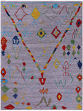 Grey Tribal Moroccan Hand Knotted Wool Rug - 9' 0" X 11' 10" - Golden Nile