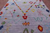 Grey Tribal Moroccan Hand Knotted Wool Rug - 9' 0" X 11' 10" - Golden Nile