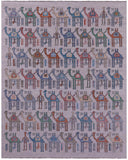 Ivory Tribal Moroccan Hand Knotted Wool Rug - 7' 11" X 10' 2" - Golden Nile