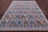 Ivory Tribal Moroccan Hand Knotted Wool Rug - 7' 11" X 10' 2" - Golden Nile
