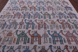 Ivory Tribal Moroccan Hand Knotted Wool Rug - 7' 11" X 10' 2" - Golden Nile