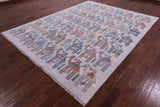 Ivory Tribal Moroccan Hand Knotted Wool Rug - 7' 11" X 10' 2" - Golden Nile