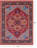 Red Persian Fine Serapi Hand Knotted Wool Rug - 9' 3" X 12' 0" - Golden Nile