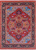 Red Persian Fine Serapi Hand Knotted Wool Rug - 9' 3" X 12' 0" - Golden Nile