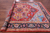 Red Persian Fine Serapi Hand Knotted Wool Rug - 9' 3" X 12' 0" - Golden Nile