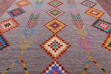 Grey Tribal Moroccan Hand Knotted Wool Rug - 10' 1" X 14' 2" - Golden Nile