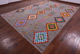Grey Tribal Moroccan Hand Knotted Wool Rug - 10' 1" X 14' 2" - Golden Nile