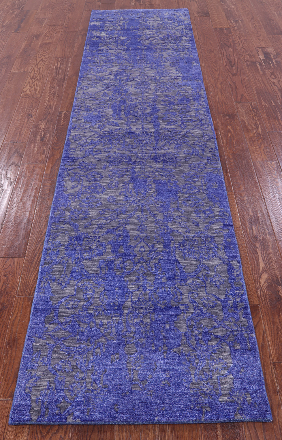 Grey Persian Tabriz Hand Knotted Wool & Silk Runner Rug - 2' 7" X 10' 2" - Golden Nile