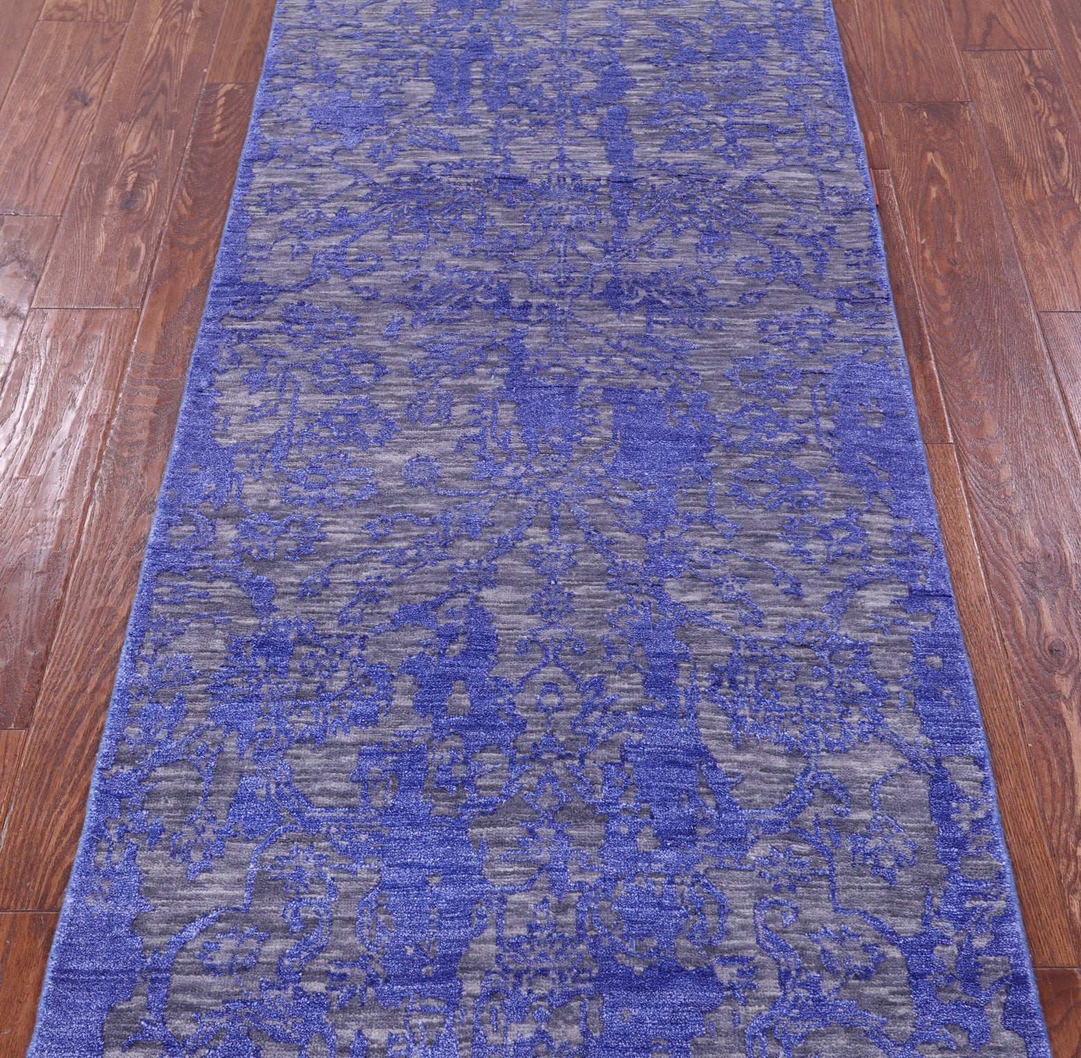 Grey Persian Tabriz Hand Knotted Wool & Silk Runner Rug - 2' 7" X 10' 2" - Golden Nile
