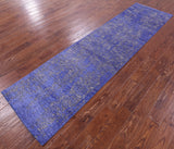 Grey Persian Tabriz Hand Knotted Wool & Silk Runner Rug - 2' 7" X 10' 2" - Golden Nile