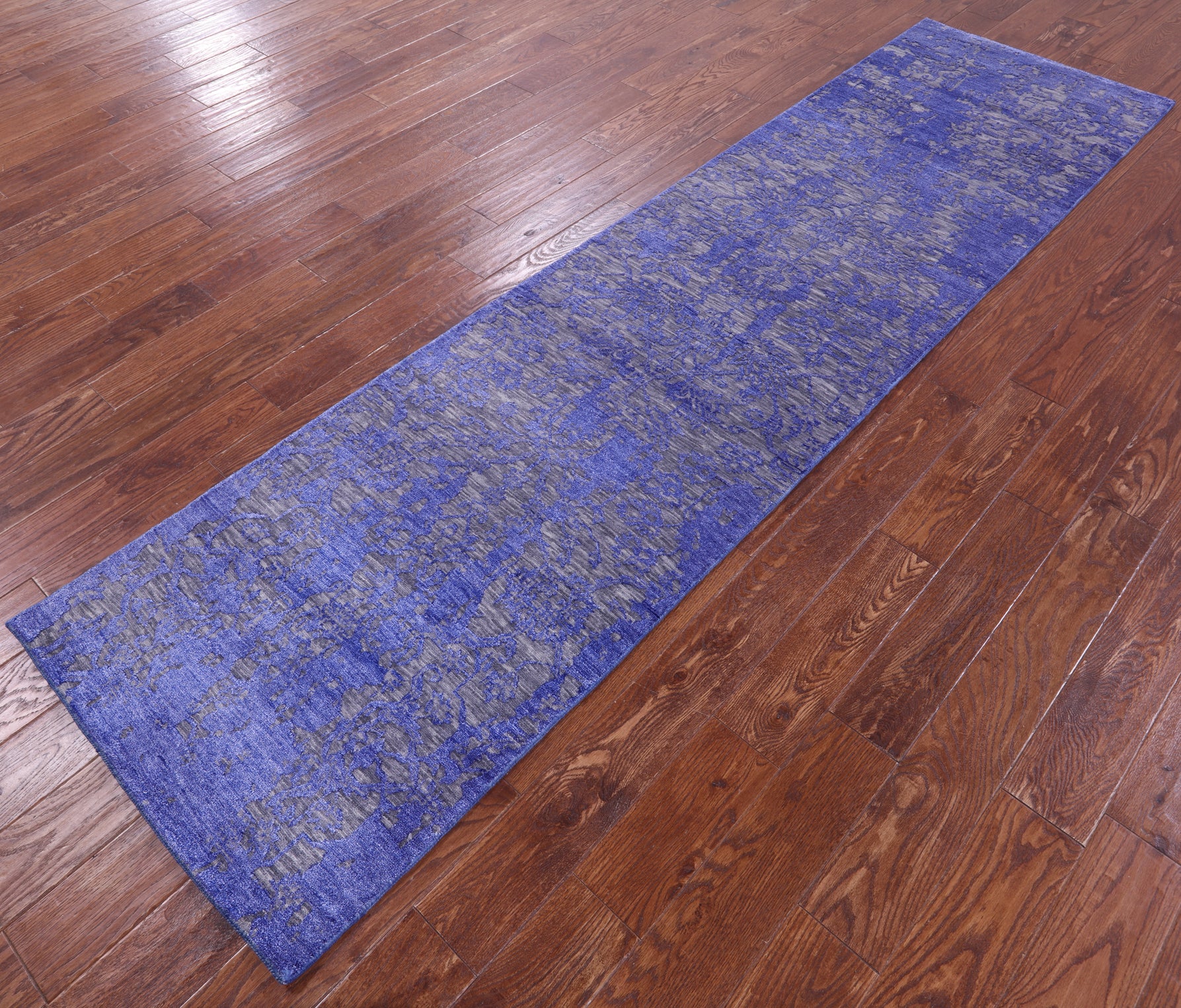 Grey Persian Tabriz Hand Knotted Wool & Silk Runner Rug - 2' 7" X 10' 2" - Golden Nile
