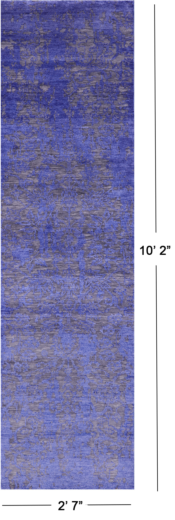 Grey Persian Tabriz Hand Knotted Wool & Silk Runner Rug - 2' 7" X 10' 2" - Golden Nile