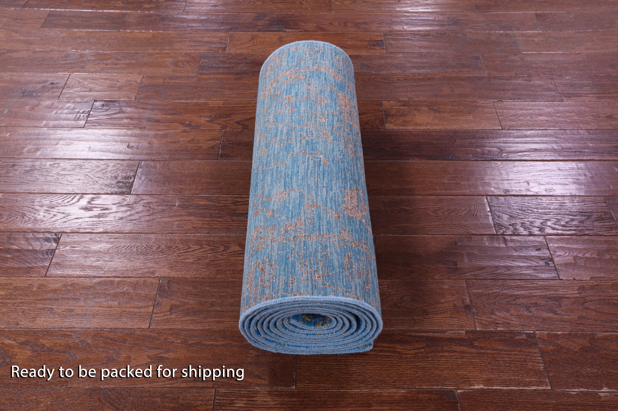 Blue Persian Tabriz Hand Knotted Wool & Silk Runner Rug - 2' 7" X 14' 8" - Golden Nile