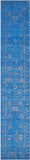 Blue Persian Tabriz Hand Knotted Wool & Silk Runner Rug - 2' 7" X 14' 8" - Golden Nile