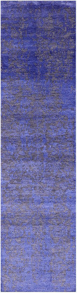 Grey Persian Tabriz Handmade Wool & Silk Runner Rug - 2' 7" X 10' 2" - Golden Nile