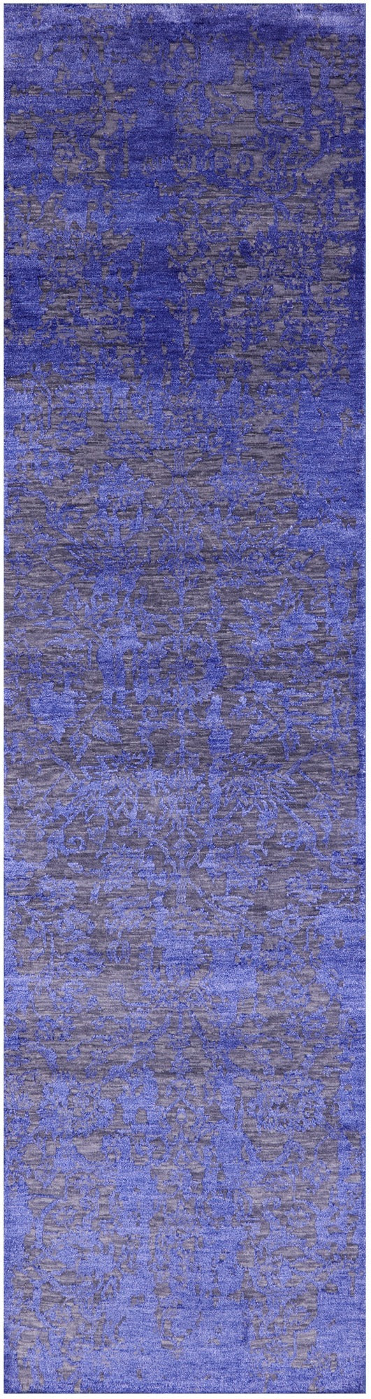 Grey Persian Tabriz Handmade Wool & Silk Runner Rug - 2' 7" X 10' 2" - Golden Nile