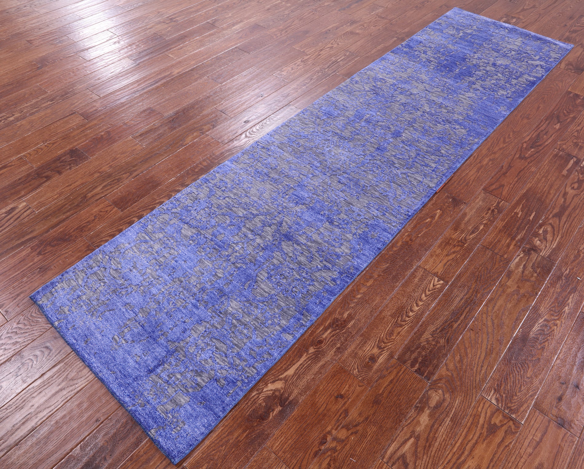 Grey Persian Tabriz Handmade Wool & Silk Runner Rug - 2' 7" X 10' 2" - Golden Nile