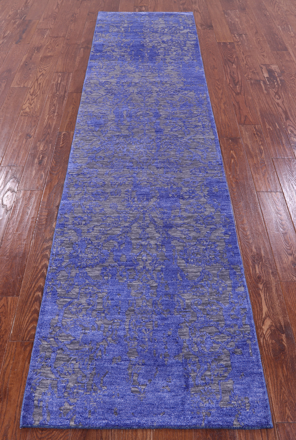 Grey Persian Tabriz Handmade Wool & Silk Runner Rug - 2' 7" X 10' 2" - Golden Nile