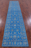 Blue Persian Tabriz Hand Knotted Wool & Silk Runner Rug - 2' 7" X 12' 0" - Golden Nile