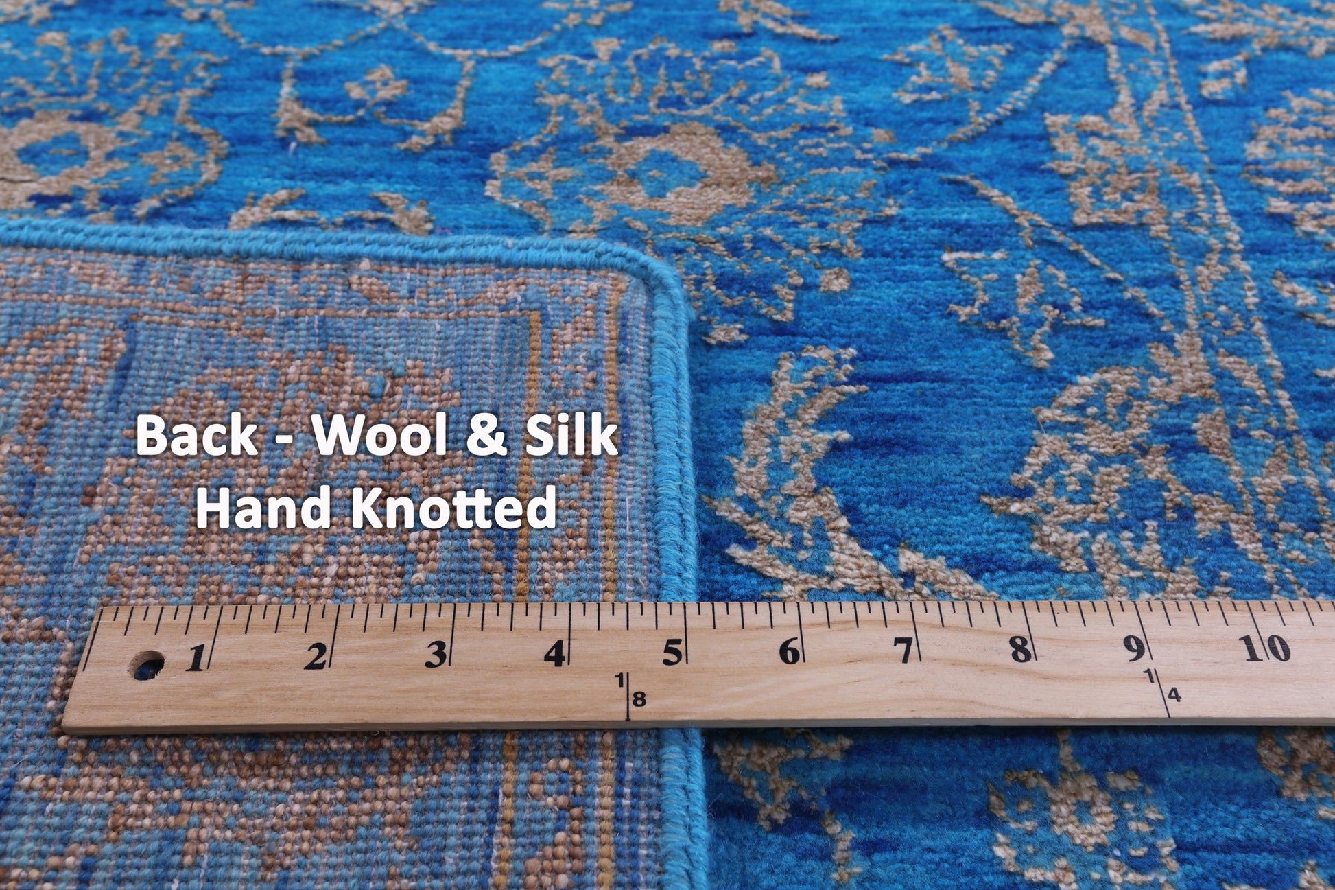 Blue Persian Tabriz Hand Knotted Wool & Silk Runner Rug - 2' 7" X 12' 0" - Golden Nile