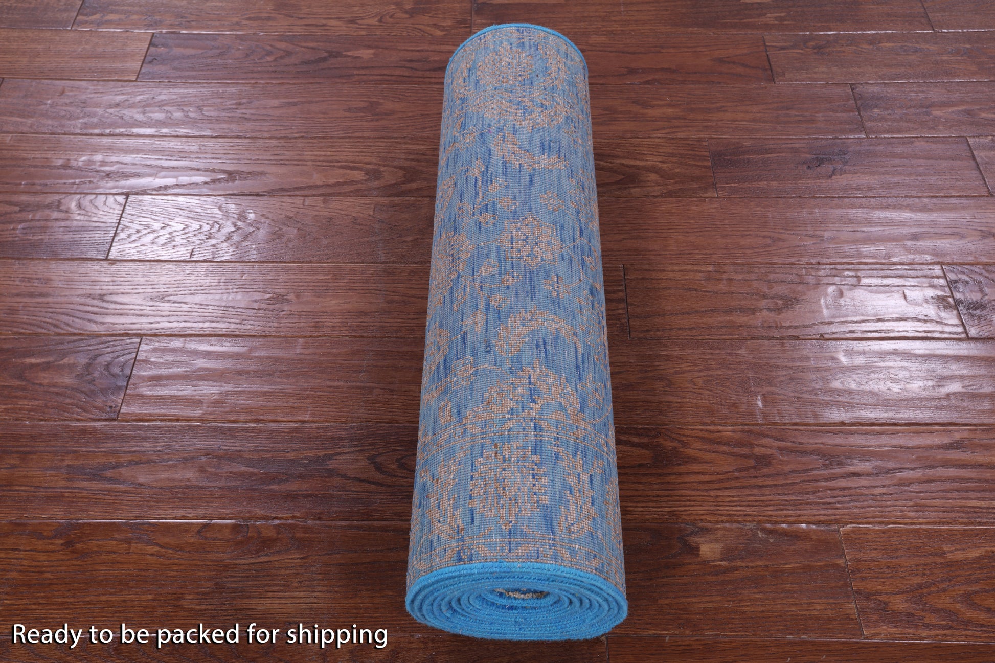 Blue Persian Tabriz Hand Knotted Wool & Silk Runner Rug - 2' 7" X 12' 0" - Golden Nile