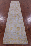 Grey Persian Tabriz Hand Knotted Wool & Silk Runner Rug - 2' 8" X 11' 11" - Golden Nile