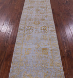 Grey Persian Tabriz Hand Knotted Wool & Silk Runner Rug - 2' 8" X 11' 11" - Golden Nile