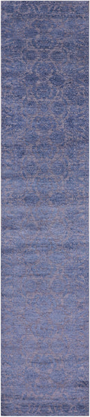 Grey Persian Tabriz Handmade Wool & Silk Runner Rug - 2' 7" X 11' 9" - Golden Nile