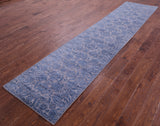 Grey Persian Tabriz Handmade Wool & Silk Runner Rug - 2' 7" X 11' 9" - Golden Nile