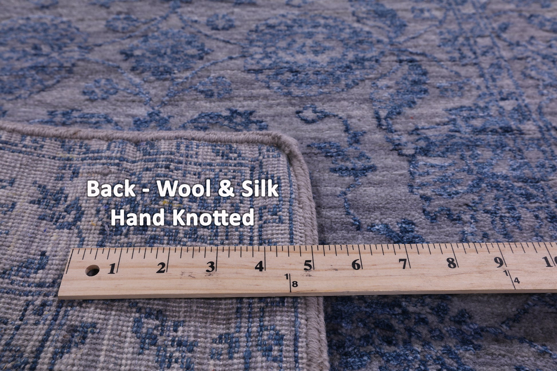 Grey Persian Tabriz Handmade Wool & Silk Runner Rug - 2' 7" X 11' 9" - Golden Nile
