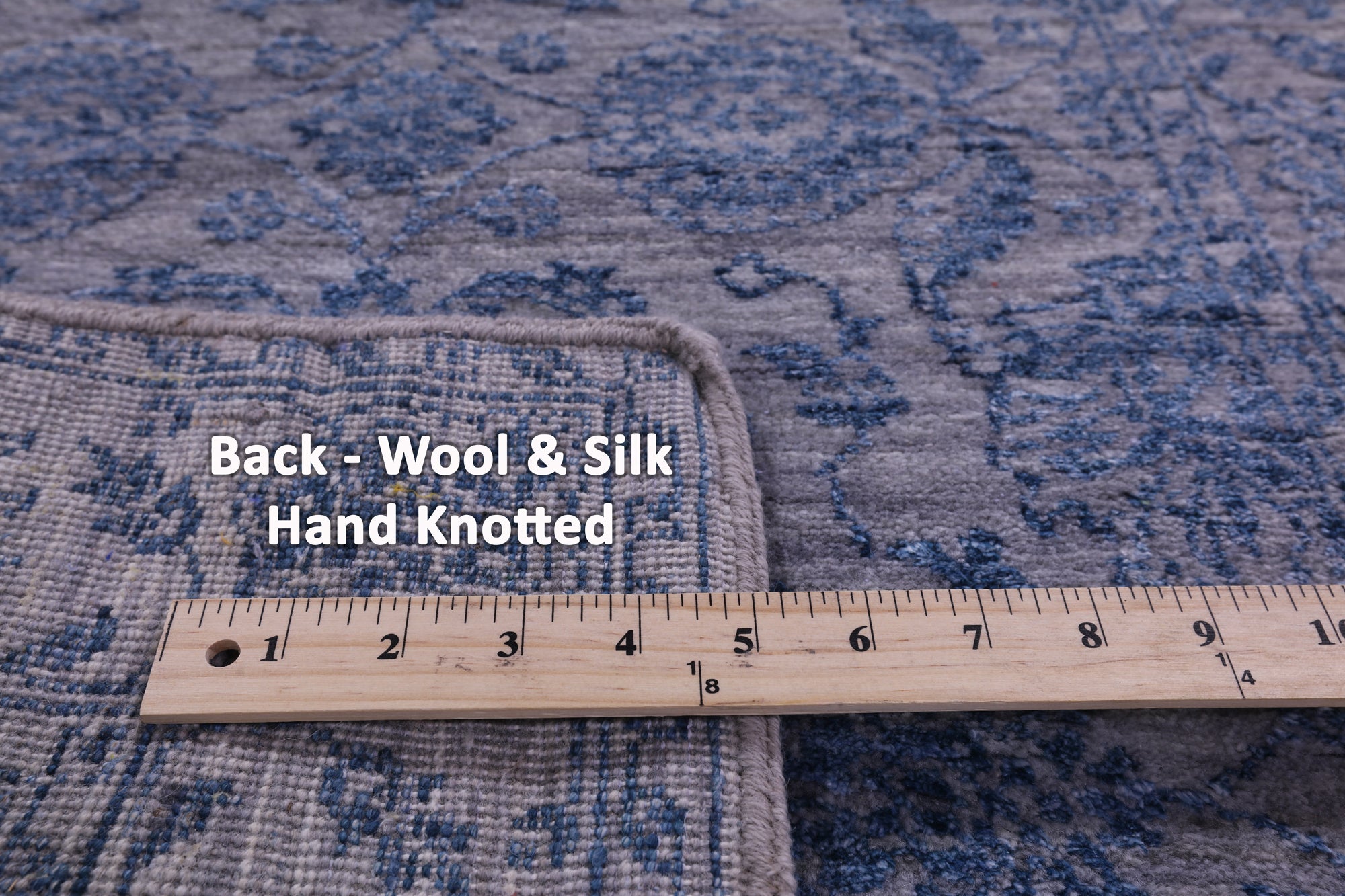 Grey Persian Tabriz Handmade Wool & Silk Runner Rug - 2' 7" X 11' 9" - Golden Nile
