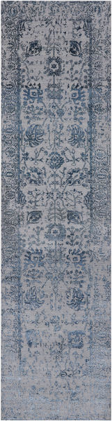 Grey Persian Tabriz Hand Knotted Wool & Silk Runner Rug - 2' 7" X 10' 0"