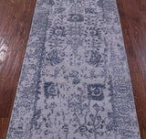 Grey Persian Tabriz Hand Knotted Wool & Silk Runner Rug - 2' 7" X 10' 0" - Golden Nile
