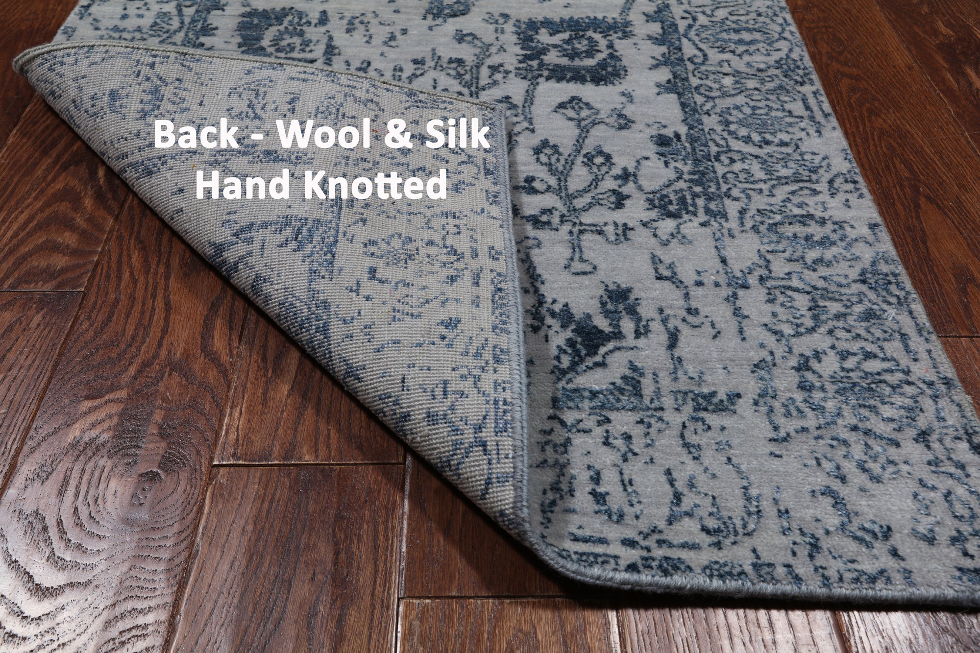 Grey Persian Tabriz Hand Knotted Wool & Silk Runner Rug - 2' 7" X 10' 0"