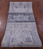 Grey Persian Tabriz Hand Knotted Wool & Silk Runner Rug - 2' 7" X 10' 0" - Golden Nile