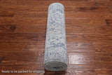 Grey Persian Tabriz Hand Knotted Wool & Silk Runner Rug - 2' 7" X 10' 0"