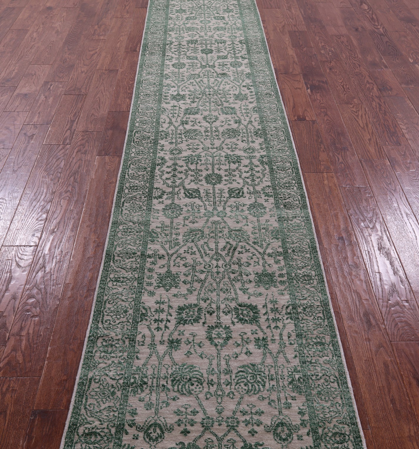 Ivory Persian Tabriz Hand Knotted Wool & Silk Runner Rug - 2' 6" X 17' 10" - Golden Nile