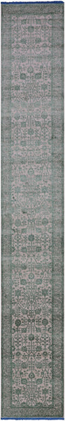 Ivory Persian Tabriz Hand Knotted Wool & Silk Runner Rug - 2' 6" X 17' 10" - Golden Nile