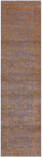 Grey Persian Tabriz Hand Knotted Wool & Silk Runner Rug - 2' 8" X 10' 1" - Golden Nile