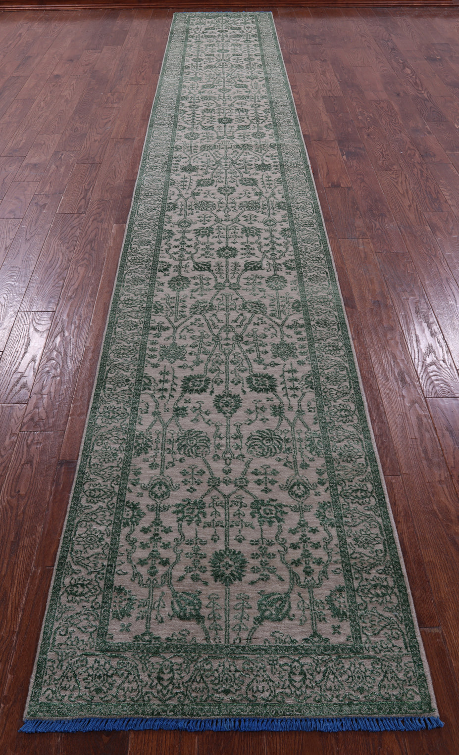 Ivory Persian Tabriz Hand Knotted Wool & Silk Runner Rug - 2' 7" X 17' 10" - Golden Nile