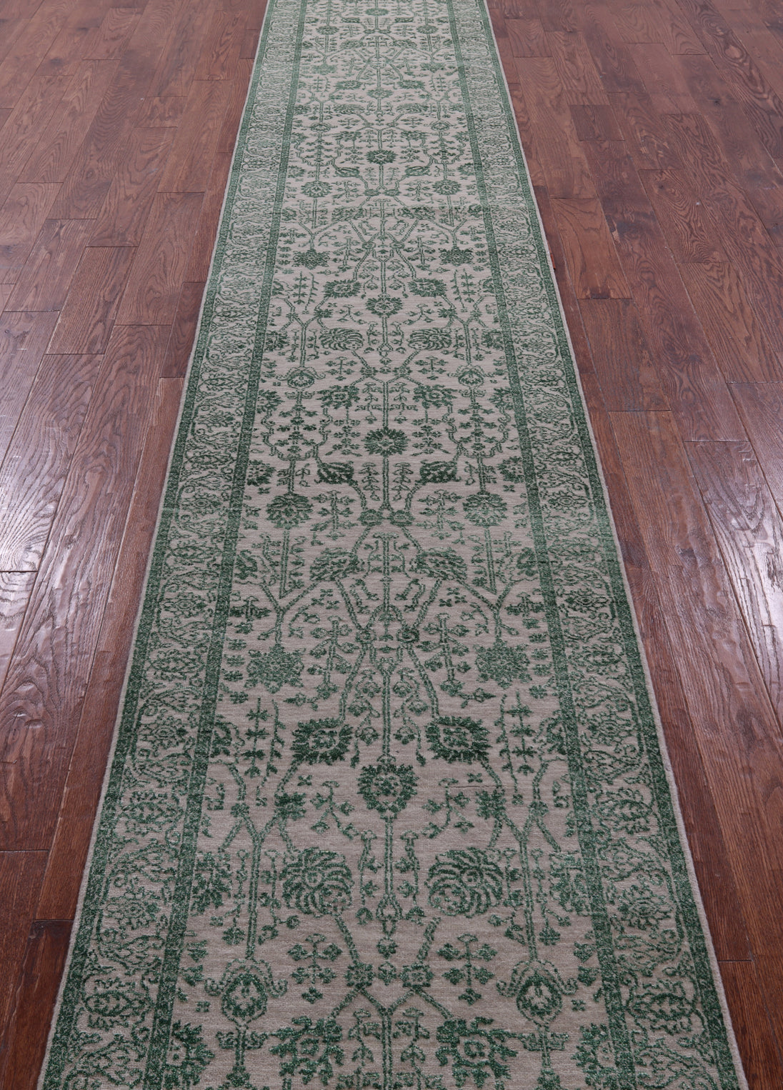 Ivory Persian Tabriz Hand Knotted Wool & Silk Runner Rug - 2' 7" X 17' 10" - Golden Nile