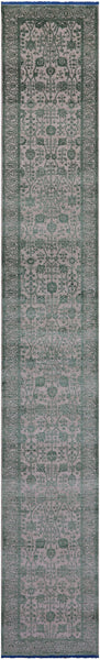 Ivory Persian Tabriz Hand Knotted Wool & Silk Runner Rug - 2' 7" X 17' 10" - Golden Nile