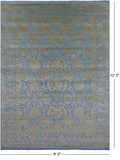 Blue Persian Tabriz Hand Knotted Wool & Silk Rug - 9' 3" X 12' 5" - Golden Nile