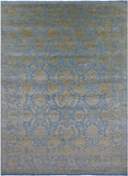 Blue Persian Tabriz Hand Knotted Wool & Silk Rug - 9' 3" X 12' 5" - Golden Nile