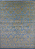 Blue Persian Tabriz Hand Knotted Wool & Silk Rug - 9' 3" X 12' 5" - Golden Nile