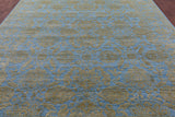 Blue Persian Tabriz Hand Knotted Wool & Silk Rug - 9' 3" X 12' 5" - Golden Nile