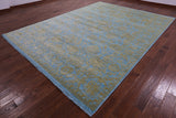 Blue Persian Tabriz Hand Knotted Wool & Silk Rug - 9' 3" X 12' 5" - Golden Nile