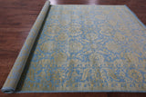 Blue Persian Tabriz Hand Knotted Wool & Silk Rug - 9' 3" X 12' 5" - Golden Nile